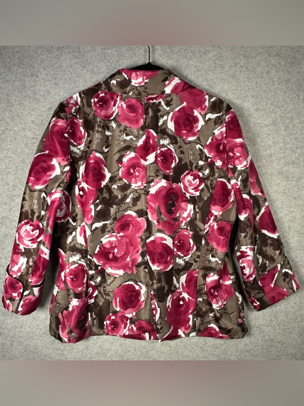 Preston & York Floral Rose Blazer in Pink and Brown 3/4 sleeves - Picture 8 of 9